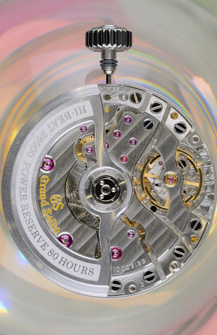 A visual capturing Grand Seiko's 9S Mechanical movement, Caliber 9SA5, like a piece of art.